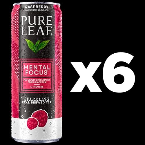 Pure Leaf Mental Focus Sparkling Real Brewed Iced Tea, Raspberry, 12 Fl Oz Cans (6 Pack), Caffeine, L Theanine, Zero Sugar, Zero Calories thumbnail