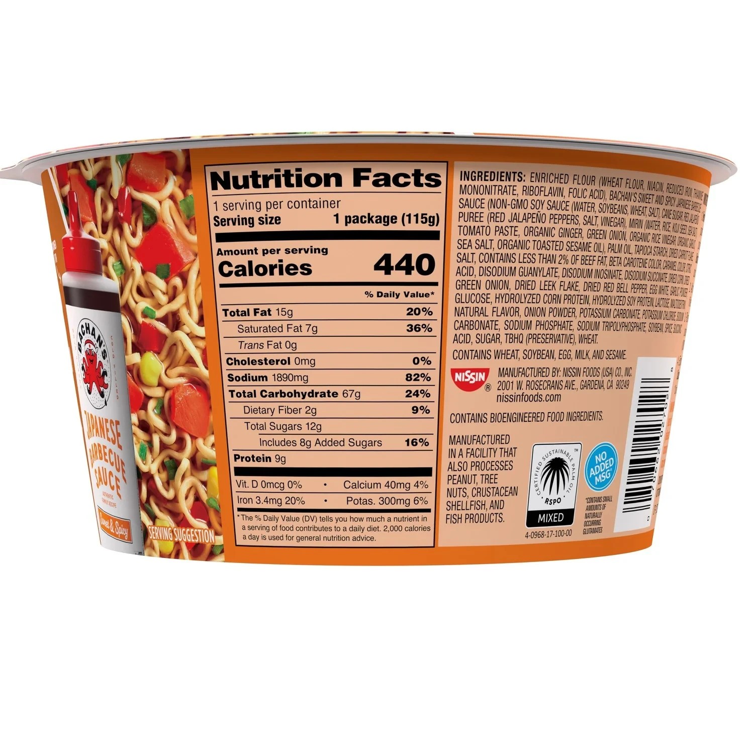 Nissin Top Ramen Bachan’s BBQ Beef Sweet & Spicy Ramen Noodle Soup, 4.06 Oz thumbnail