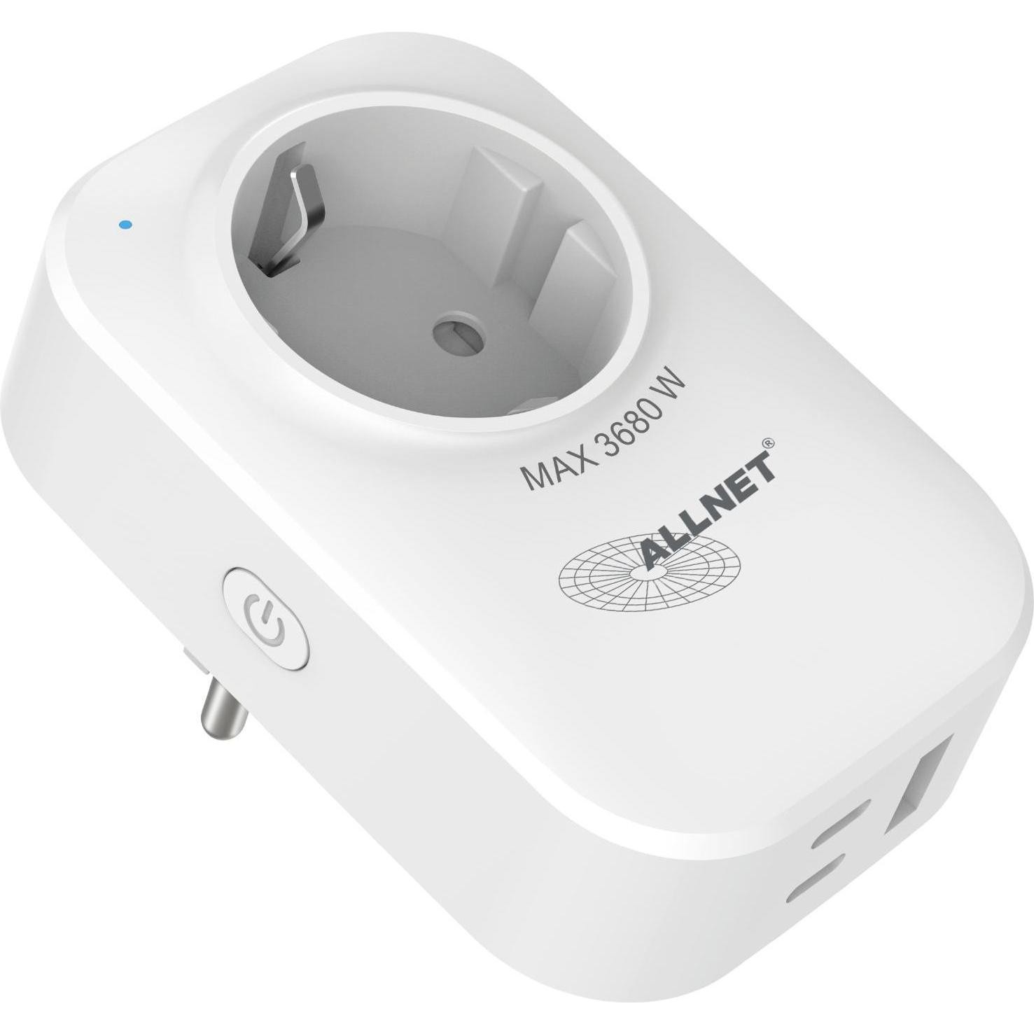 ALLNET ESP32 WiFi Schaltsteckdose ALL3079 Inkl. Strommessung & USB-Ladegeraet 2in1 (ALL3079)