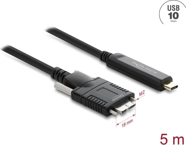 Delock Aktives Optisches Kabel USB 10 Gbps USB Type-C Stecker Zu Typ Micro-B Stecker Mit Schrauben 5 M (83623)