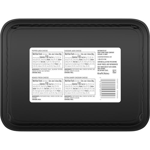 Cracker Barrel Cracker Cuts Pepper Jack, Cheddar Jack, Asiago & Extra Sharp Cheddar Cheese Slice Variety Pack, 48 Ct Tray thumbnail