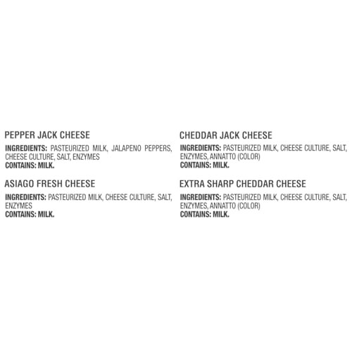 Cracker Barrel Cracker Cuts Pepper Jack, Cheddar Jack, Asiago & Extra Sharp Cheddar Cheese Slice Variety Pack, 48 Ct Tray thumbnail