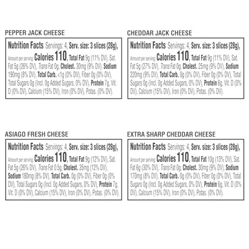 Cracker Barrel Cracker Cuts Pepper Jack, Cheddar Jack, Asiago & Extra Sharp Cheddar Cheese Slice Variety Pack, 48 Ct Tray thumbnail