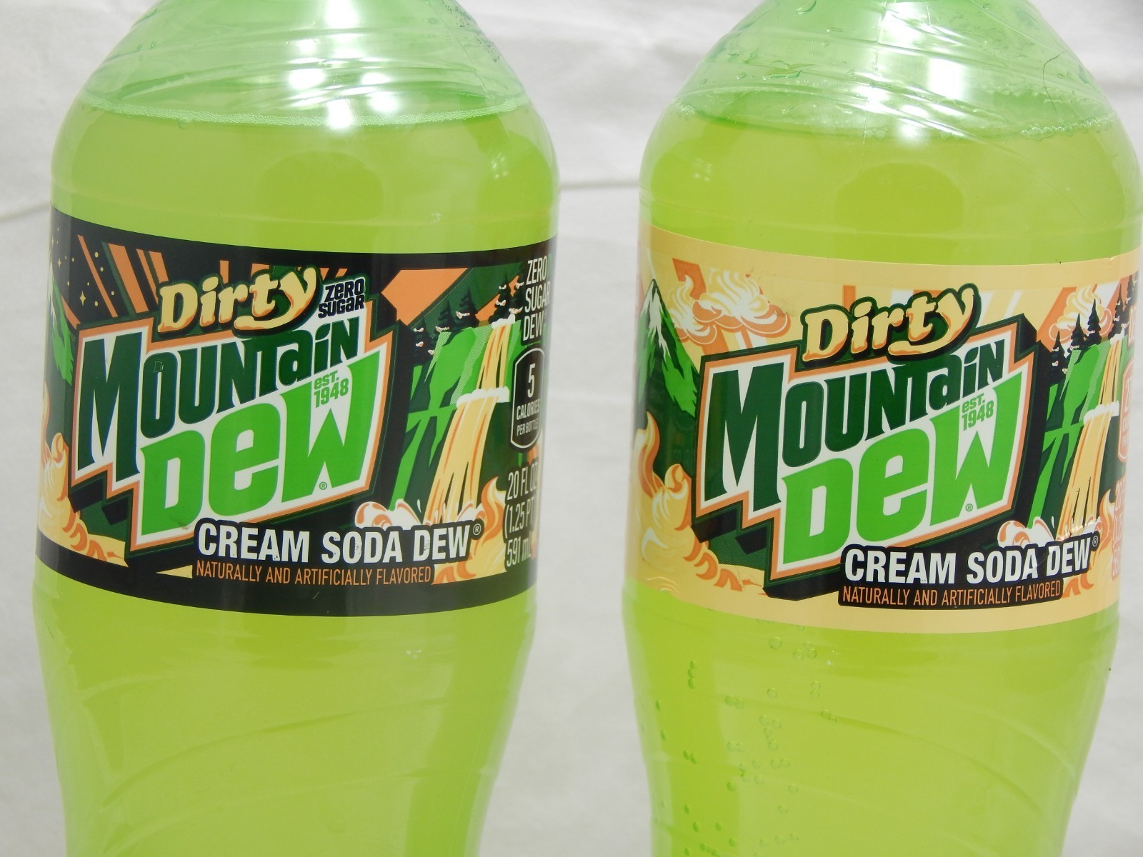 Dirty Mountain Dew Cream Soda Dew 1-Zero Sugar 1-Regular 2-20oz Bottles New MTN thumbnail