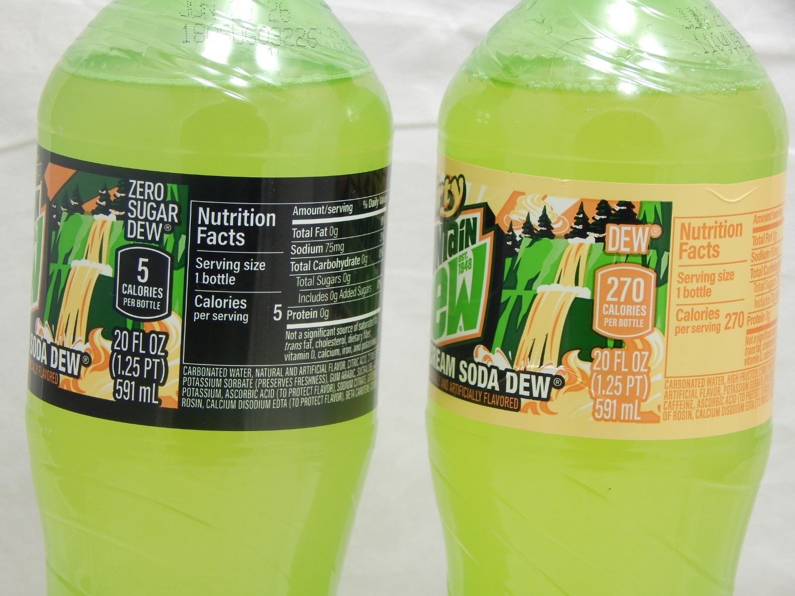 Dirty Mountain Dew Cream Soda Dew 1-Zero Sugar 1-Regular 2-20oz Bottles New MTN thumbnail