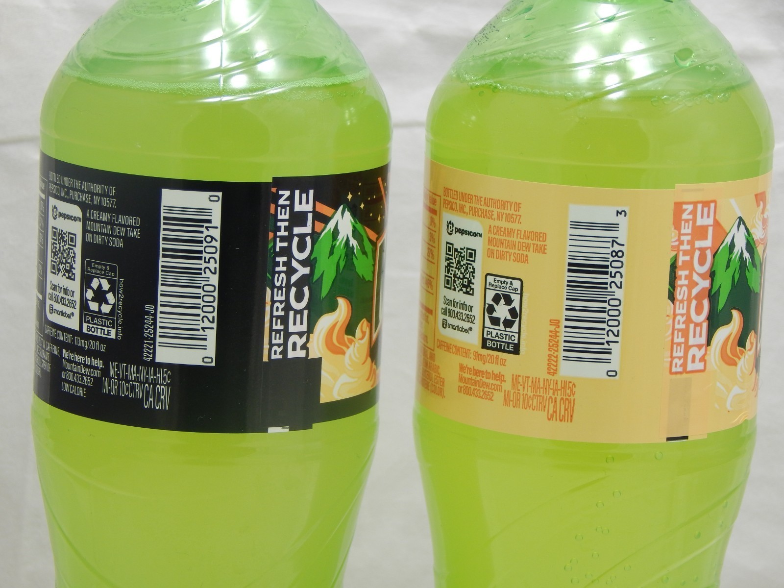 Dirty Mountain Dew Cream Soda Dew 1-Zero Sugar 1-Regular 2-20oz Bottles New MTN thumbnail