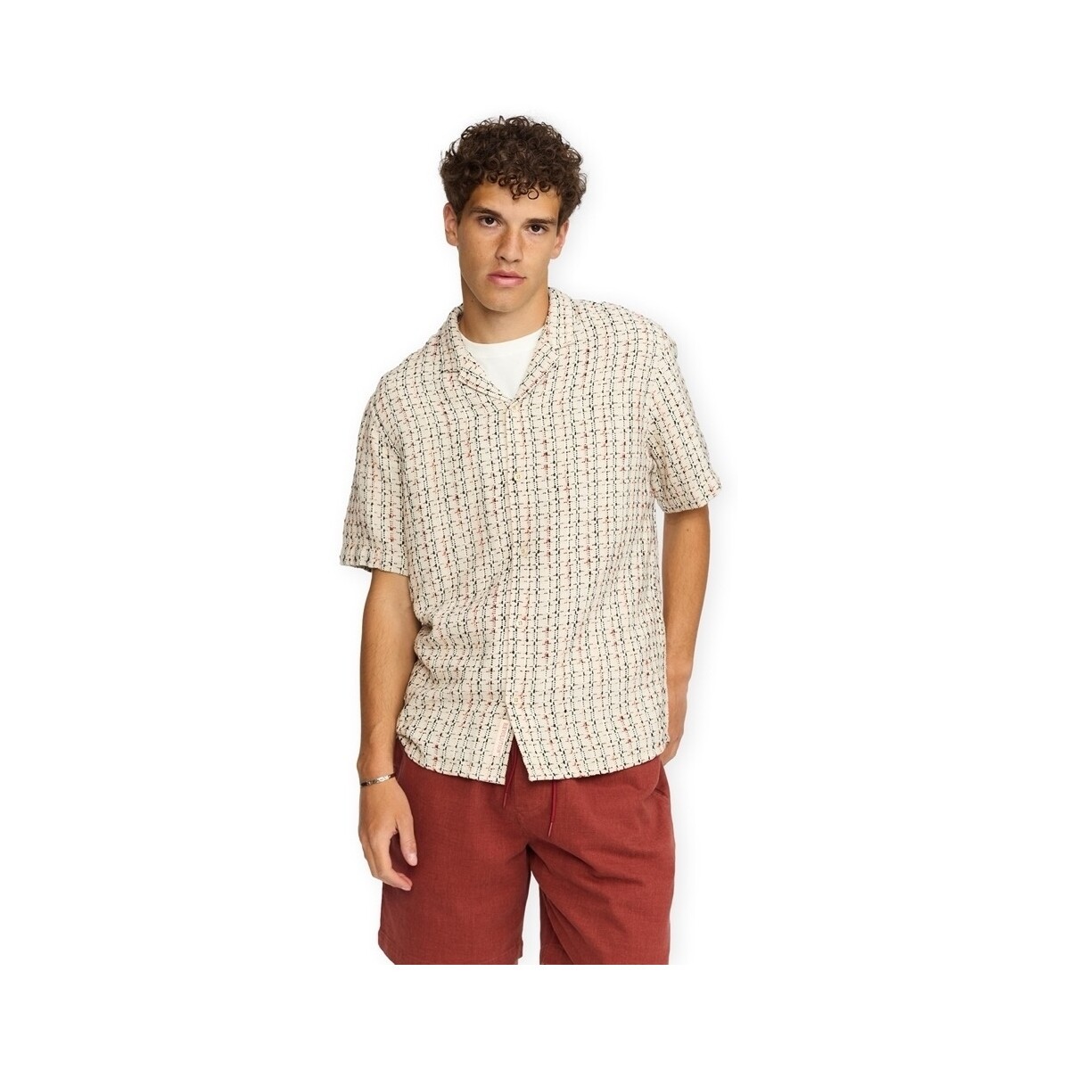 Overhemd Korte Mouw Revolution Cuban Shirt 3252 - Off White thumbnail