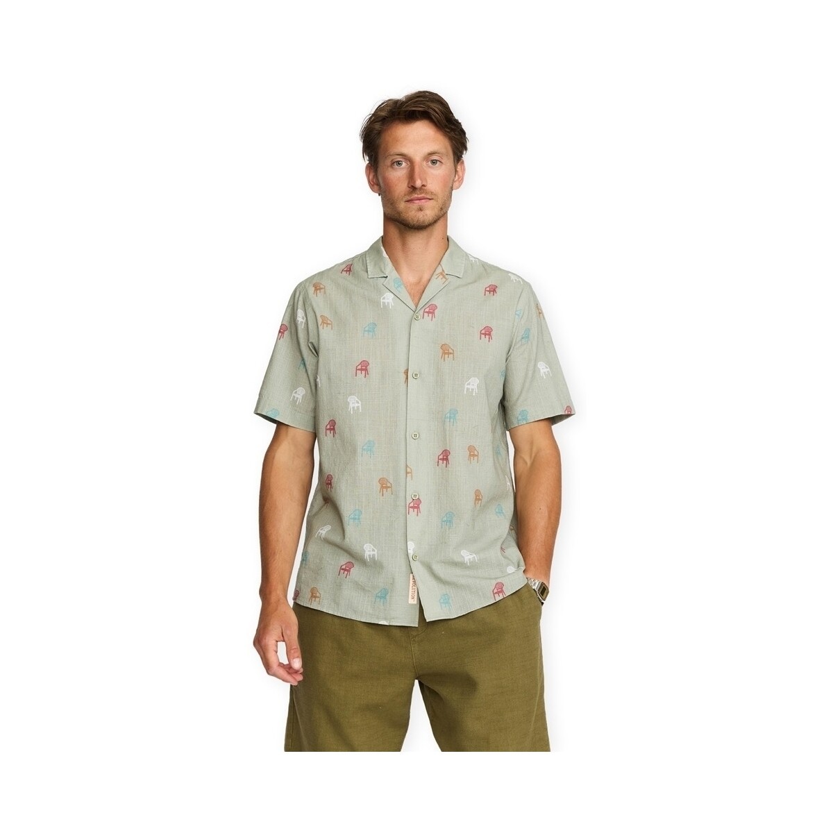 Overhemd Korte Mouw Revolution Cuban Shirt 3251 - Light Green thumbnail