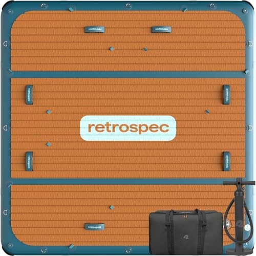 Retrospec Siesta Dock 7' & 10' XL Inflatable Floating Platform - Lake & Pool Essential with 1050lb & 1500lb Capacity - Multi-Person Water Dock with D-