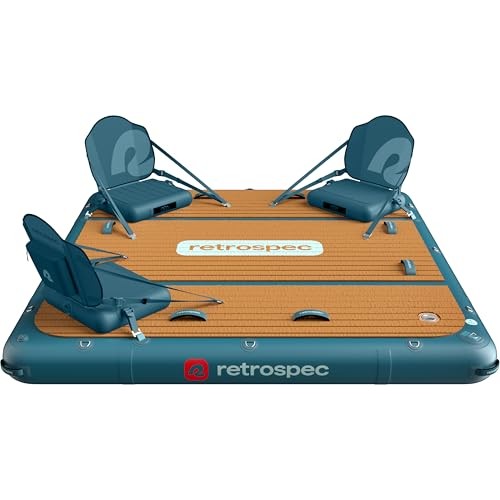Retrospec Siesta Dock 7' & 10' XL Inflatable Floating Platform - Lake & Pool Essential with 1050lb & 1500lb Capacity - Multi-Person Water Dock with D- thumbnail