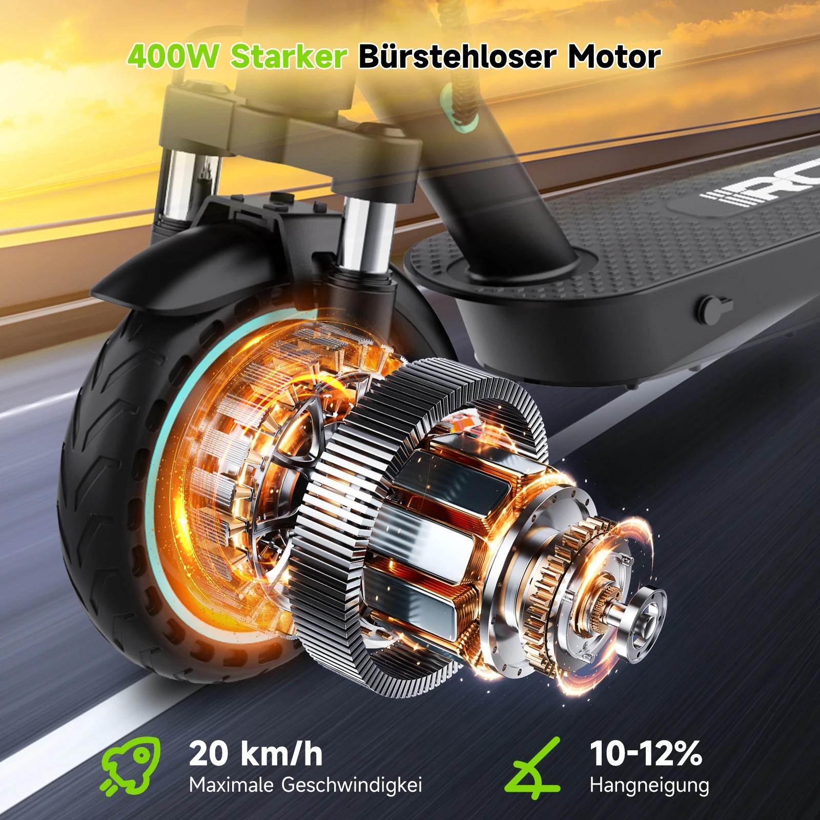 RCB Elektroroller Für Erwachsene EV85F ABE, APP-Steuerung, 400-W-Motor, 7,8-Ah-Akku, 20 Km/h Höchstgeschwindigkeit, 30 Km Reichweite, Gewicht 15 Kg, thumbnail