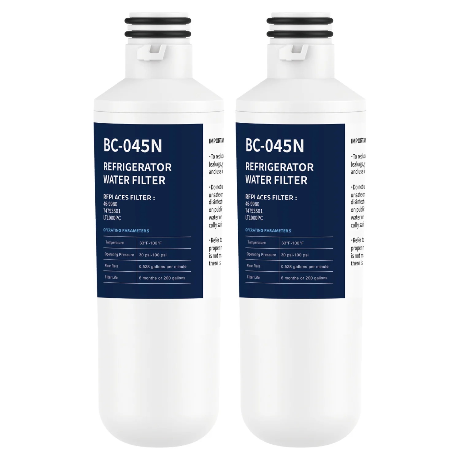 Refrigerator Water Filter Replacement 2 Pack for LT1000PC LT-1000PC ADQ747935 LFXS26596S LFXS28596S MDJ64844601 46-9980