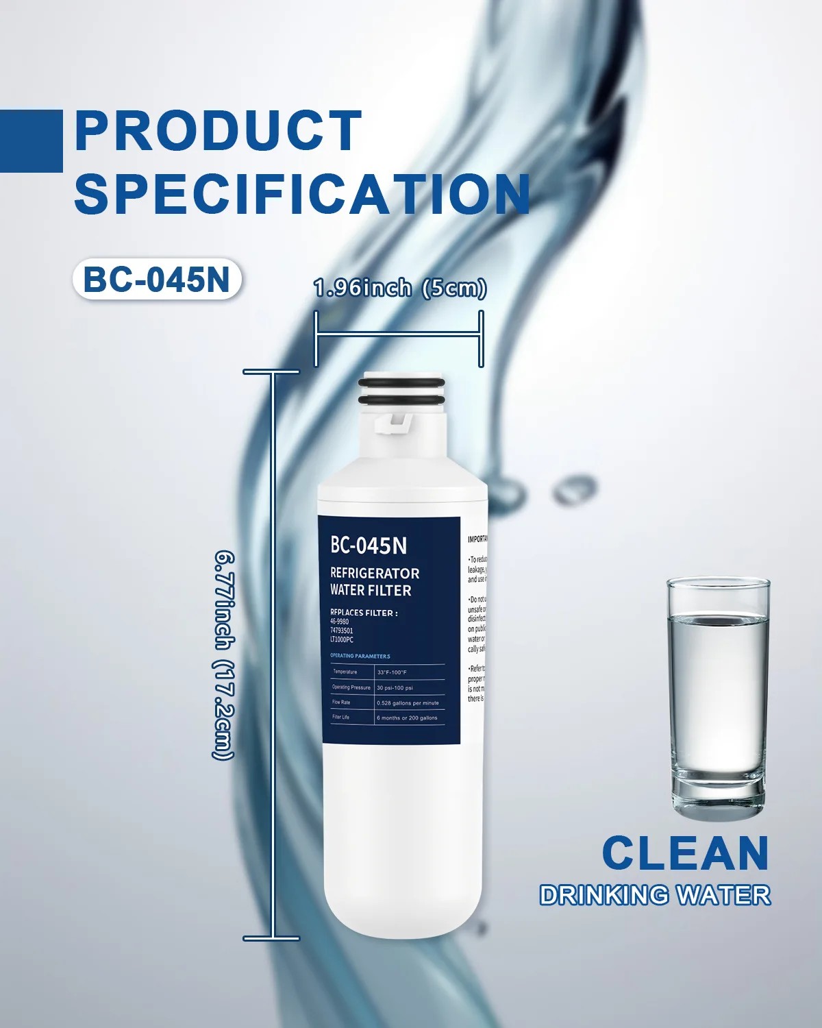 Refrigerator Water Filter Replacement 2 Pack for LT1000PC LT-1000PC ADQ747935 LFXS26596S LFXS28596S MDJ64844601 46-9980 thumbnail
