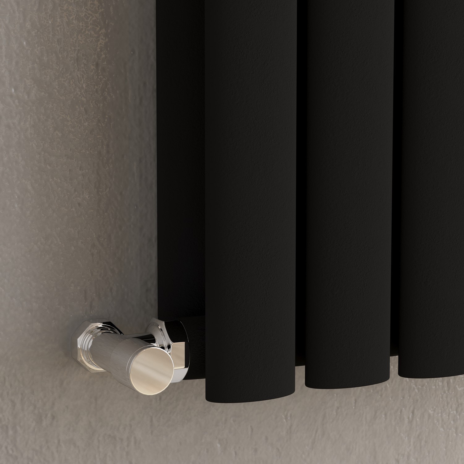 Sorrento Midnight Black Vertical Oval Designer Radiator 1800x590mm Double Panel 6229 BTU thumbnail
