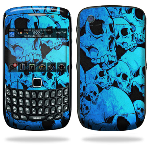 Skin Decal Wrap Compatible with Blackberry Curve 8500 8520 8530 Blue Skulls