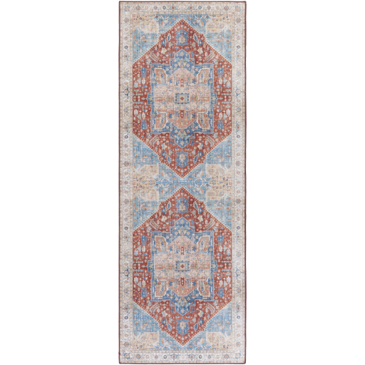 Iris IRS-2313 2 6  X 7 6  Rug in Orange/Bright Blue/Denim/Beige/Blush/Peach