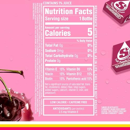 Sparkling Ice STARBURST Fruit Punch, Zero Sugar Flavored Sparkling Water, with Vitamins and Antioxidants, Low Calorie Beverage, 17 Fl Oz Bottles (Pack thumbnail