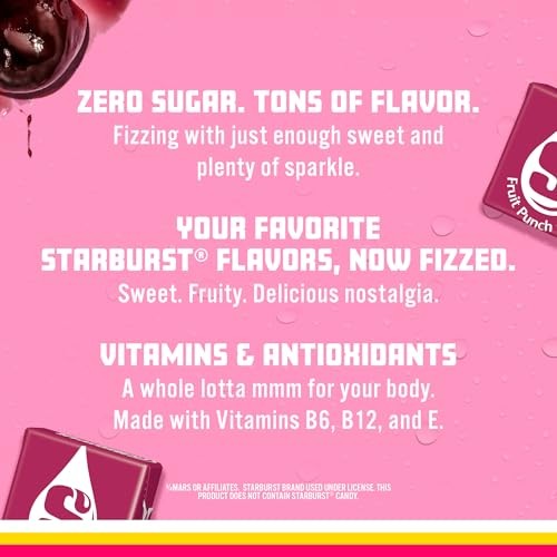 Sparkling Ice STARBURST Fruit Punch, Zero Sugar Flavored Sparkling Water, with Vitamins and Antioxidants, Low Calorie Beverage, 17 Fl Oz Bottles (Pack thumbnail