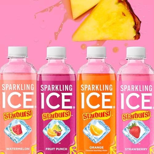 Sparkling Ice STARBURST Fruit Punch, Zero Sugar Flavored Sparkling Water, with Vitamins and Antioxidants, Low Calorie Beverage, 17 Fl Oz Bottles (Pack thumbnail