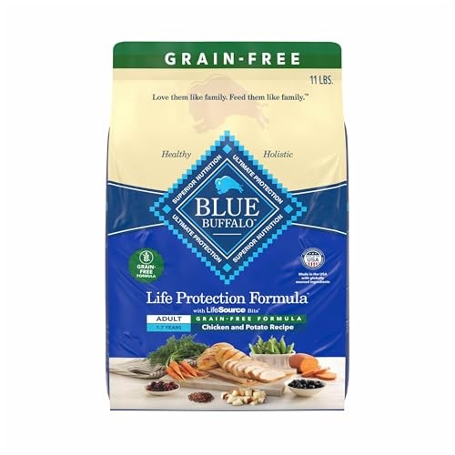 Blue Buffalo Life Protection Formula Natural Grain Free Adult Dry Dog Food, with Chicken and Potatoes, 11 Lb. Bag