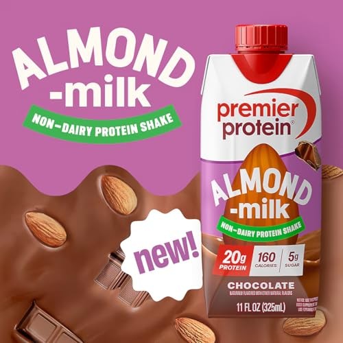 Premier Protein Chocolate Almond Milk Non-Dairy Protein Shake, 20g Protein, 5g Sugar, 160 Calories, 11 Fl Oz, 15 Pack thumbnail