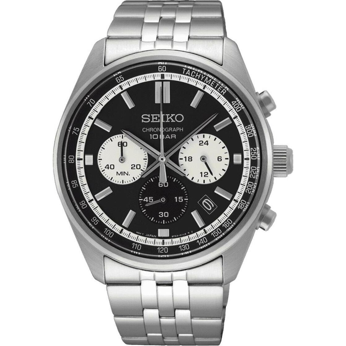 Seiko, Orologio Da Polso, Orologio Da Uomo SSB429P1, Nero, Argento, (Cronografo, Orologio Da Polso Analogico, 42mm)