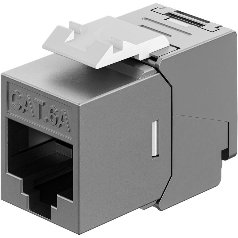Goobay Keystone-Modul RJ45 CAT 6A, STP, Slim & Short, Erdungsklemme (Modulo Keystone), Accessori Di Rete