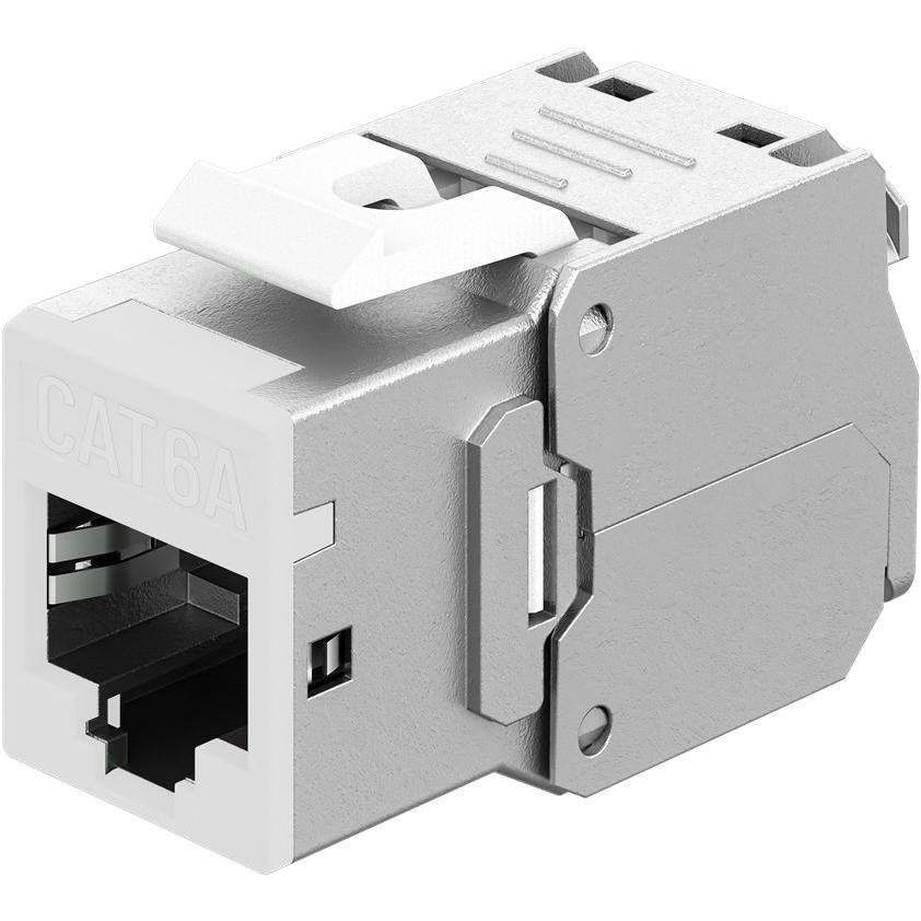 Goobay Keystone-Modul RJ45 CAT 6A, STP, Slim, Weiss (Modulo Keystone), Accessori Di Rete