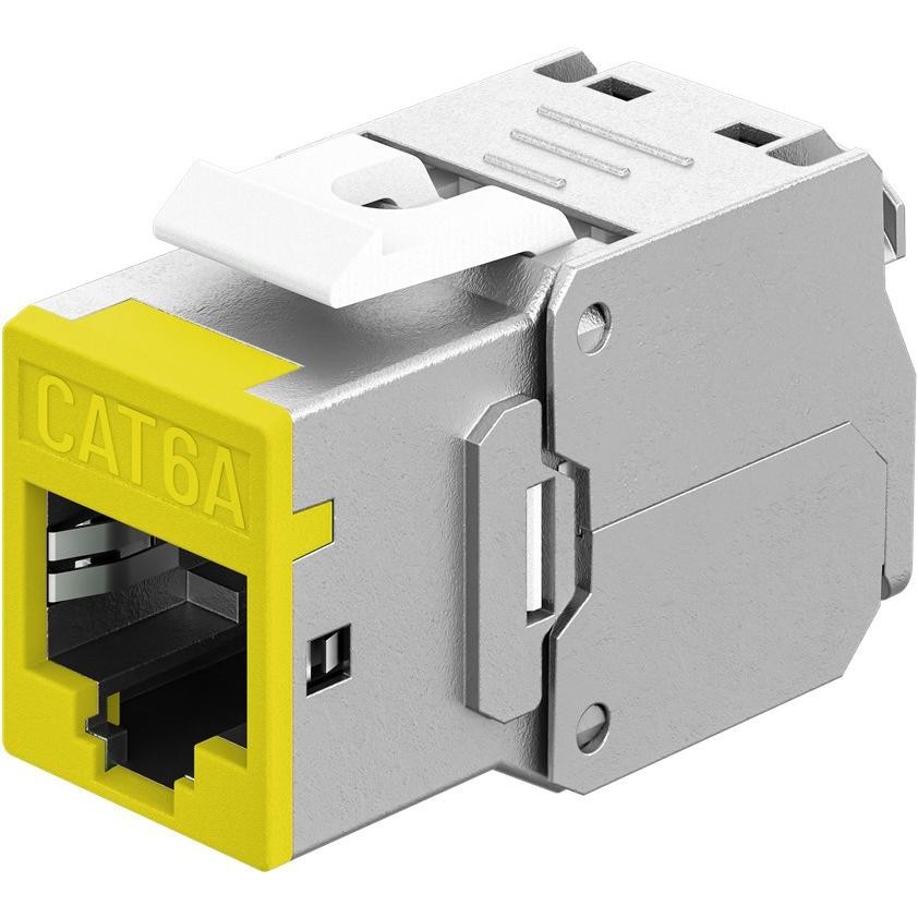 Goobay Keystone-Modul RJ45 CAT 6A, STP, Slim, Gelb (Modulo Keystone), Accessori Di Rete