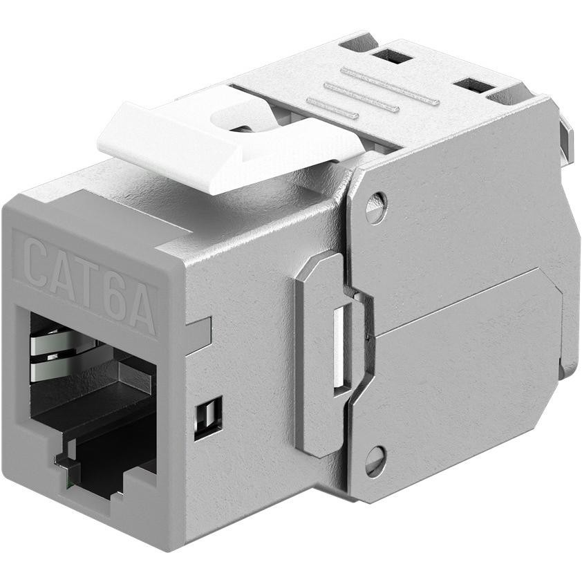 Goobay Keystone-Modul RJ45 CAT 6A, STP, Slim, Hellgrau (Modulo Keystone), Accessori Di Rete