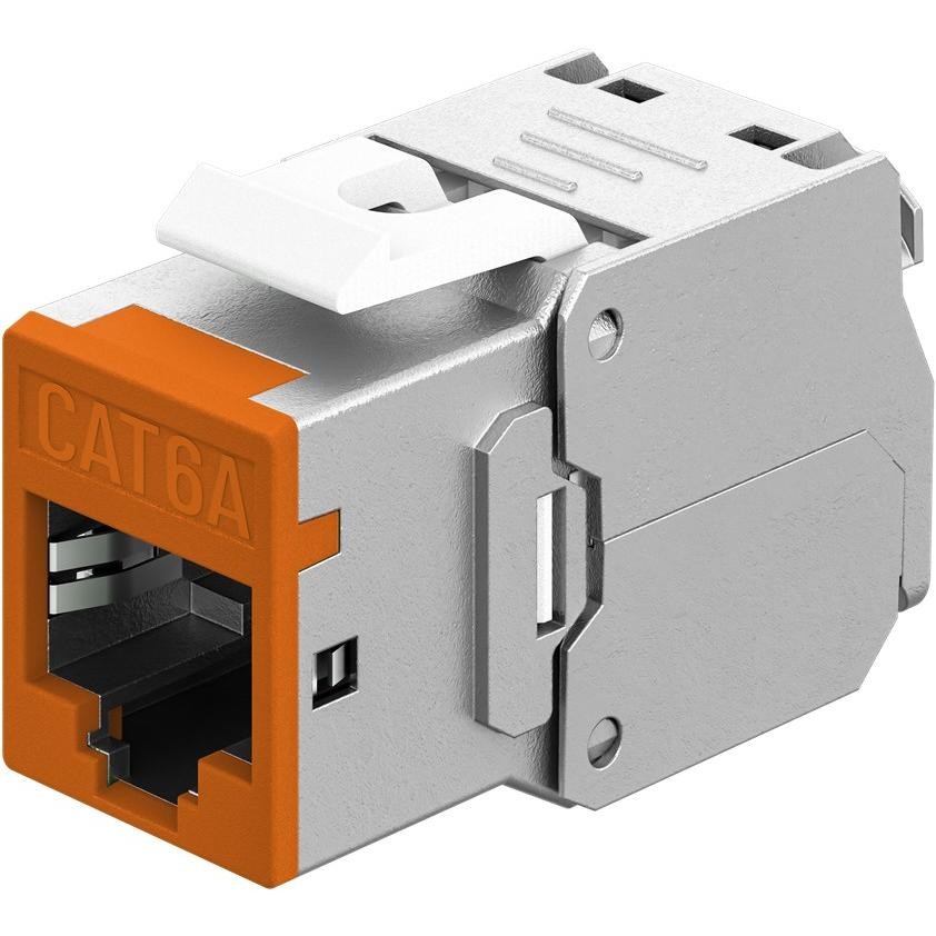 Goobay Keystone-Modul RJ45 CAT 6A, STP, Slim, Orange (Modulo Keystone), Accessori Di Rete