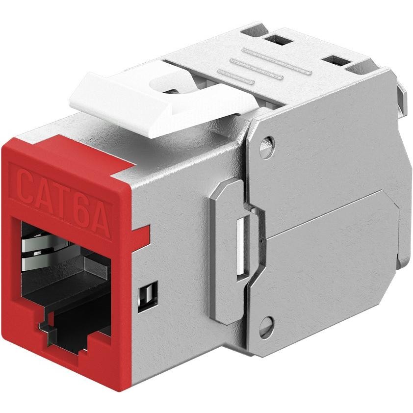 Goobay Keystone-Modul RJ45 CAT 6A, STP, Slim, Rot (Modulo Keystone), Accessori Di Rete