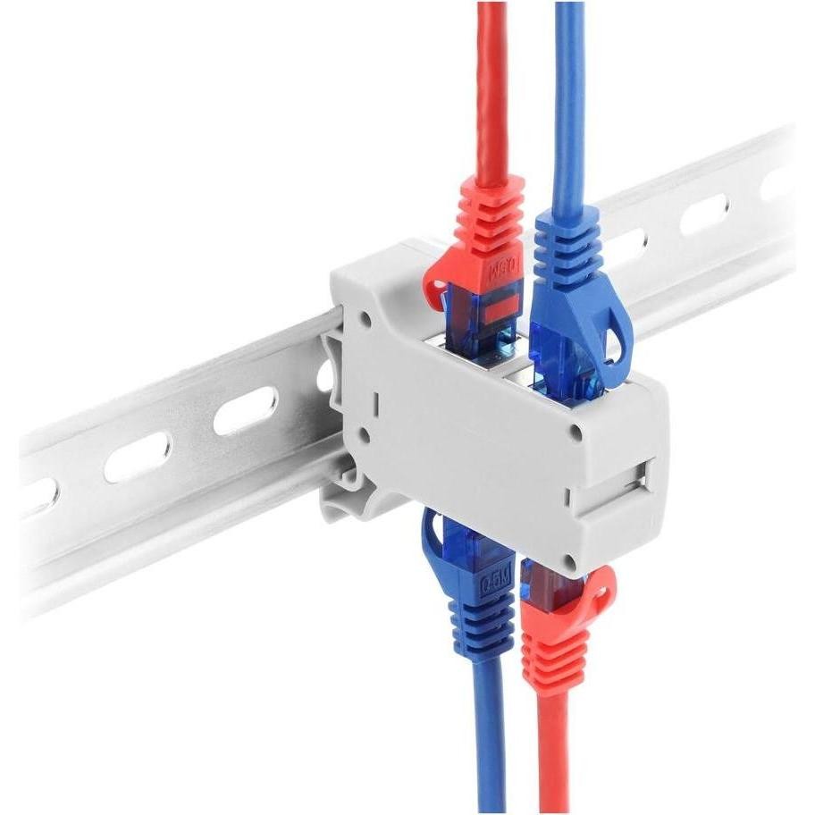 Delock RJ45 Kupplung Cat.6A Dual Buchse Zu Buchse FÃ¼r Hutschienen Montage Grau (Accoppiamento Di Rete), Accessori Di Rete