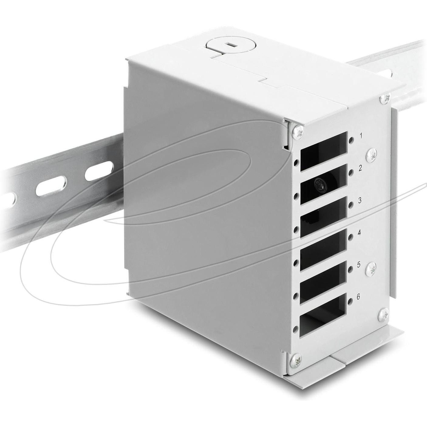 Delock LWL Patchfeld 6 Port FÃ¼r SC Duplex Oder LC Quad Grau Metall Zur Hutschienen Montage, Accessori per Server, Grigio