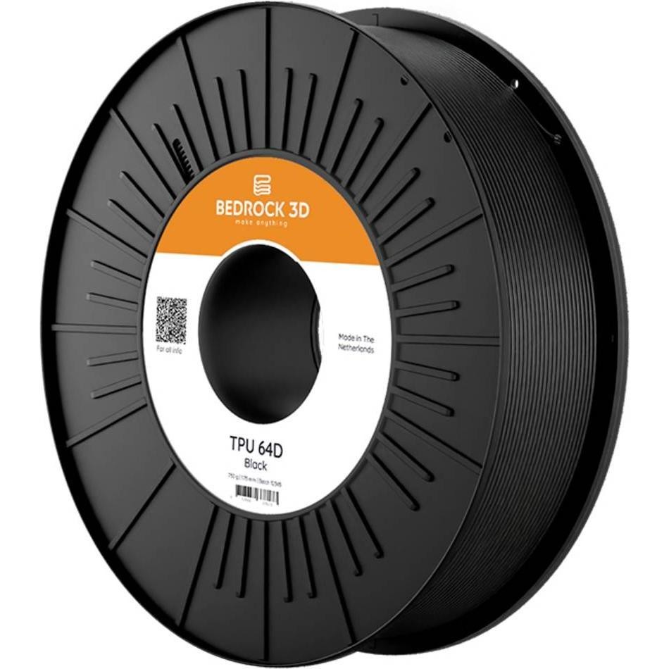 Bedrock 3D TPU-2208a075 TPU 64D Black 1.75 Mm 750 G Filament TPU 1.75 Mm 750 G (TPU, 1.75mm, 750g), Filamenti Stampa 3D, Nero