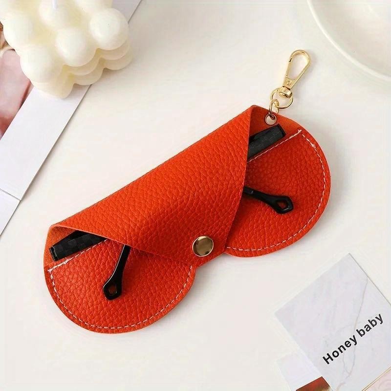 Boîte à Lunettes Niveau D'Apparence Élevé Sac En Cuir Chaîne Portable Voyage Lunettes De Soleil Lunettes Sac De Rangement Universel Orange