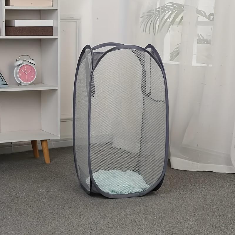 1 Pièce Panier à Linge Pliable En Maille Avec Poignées Durables Et Poches Latérales - Panier à Vêtements Portable Et Extensible Pour Dortoir, Sa