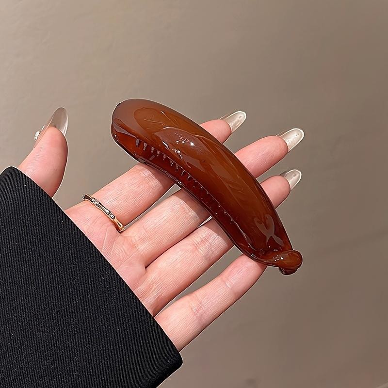Pince à Cheveux Banane, Pince à Boucle Queue De Cheval, Pince Mot Unique, Pince Twist Rétro, Élégant Et Simple Marron