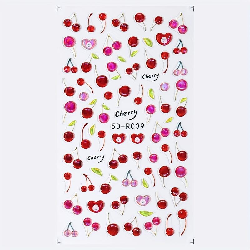 Autocollant Pour Ongles 5D Brillant Gelée Cerise Mignon Design Fruit Doux Autocollants Auto-adhésifs Pour Nail Art Fournitures De Manucure DIY