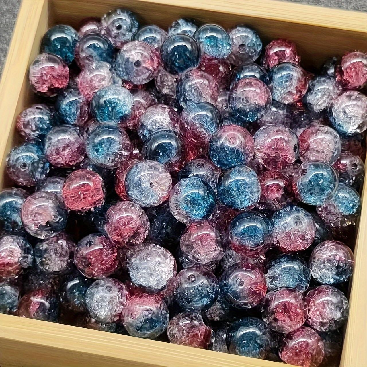50 PièCES De Perles En Verre Craquelé Mélangées - Perles Rondes Brillantes En Cristal De 10 Mm, Adaptées Pour La Fabrication De Bijoux DIY, Brace