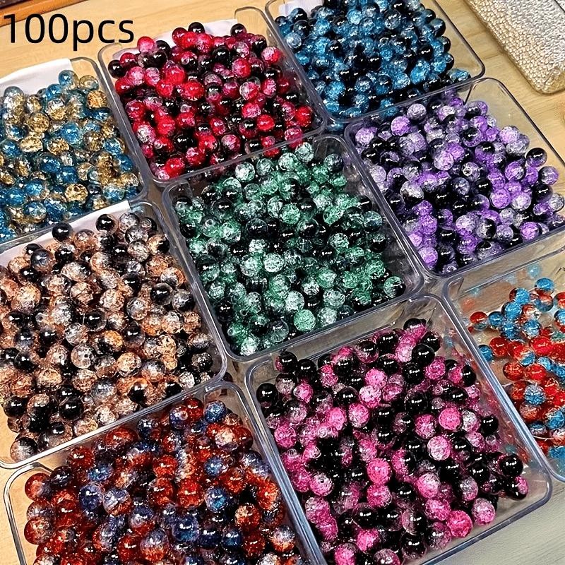 50 PièCES De Perles En Verre Craquelé Mélangées - Perles Rondes Brillantes En Cristal De 10 Mm, Adaptées Pour La Fabrication De Bijoux DIY, Brace thumbnail