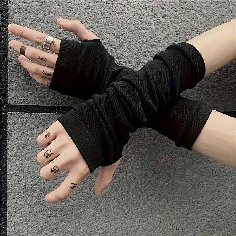 1 Paire De Gants Noirs Hippie Style Sans Doigts, ProtèGE-Poignets, Adaptés Pour Les Activités Extérieures Estivales Et La Danse De Rue Noir