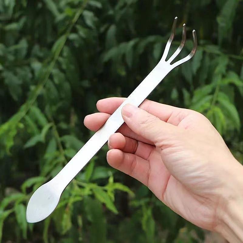 Râteau à Racines En Acier Inoxydable à 3 Dents Pour Bonsaï, Outil De Jardinage Ergonomique Avec Poignée Rotative thumbnail