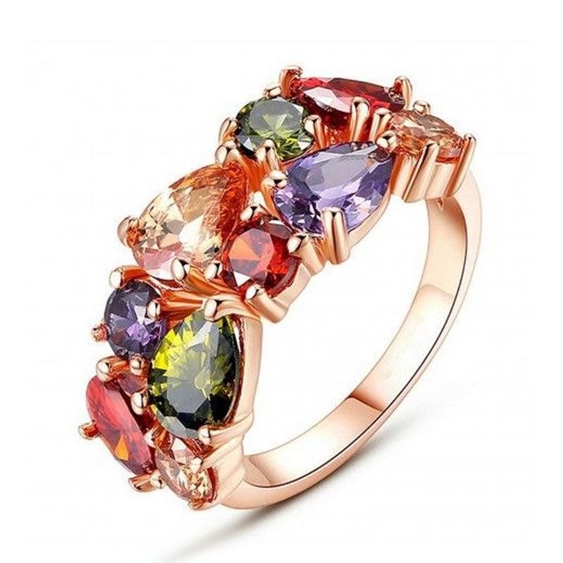 Bague Temperament Mona Lisa En Zircon Coloré - Bijoux Japonais Coréens Size 6