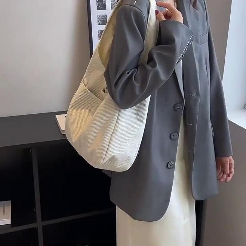 Sac à Bandoulière Décontracté En Velours Côtelé Pour Femmes, Fourre-tout De Shopping De Grande Capacité, Sac à Poignée Supérieure, Grands Sa