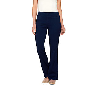 Denim & Co. Active Petite Denim Yoga Pants with Front Pockets