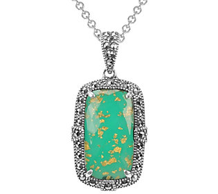 Suspicion Sterling Green Agate & Marcasite Pend Ant