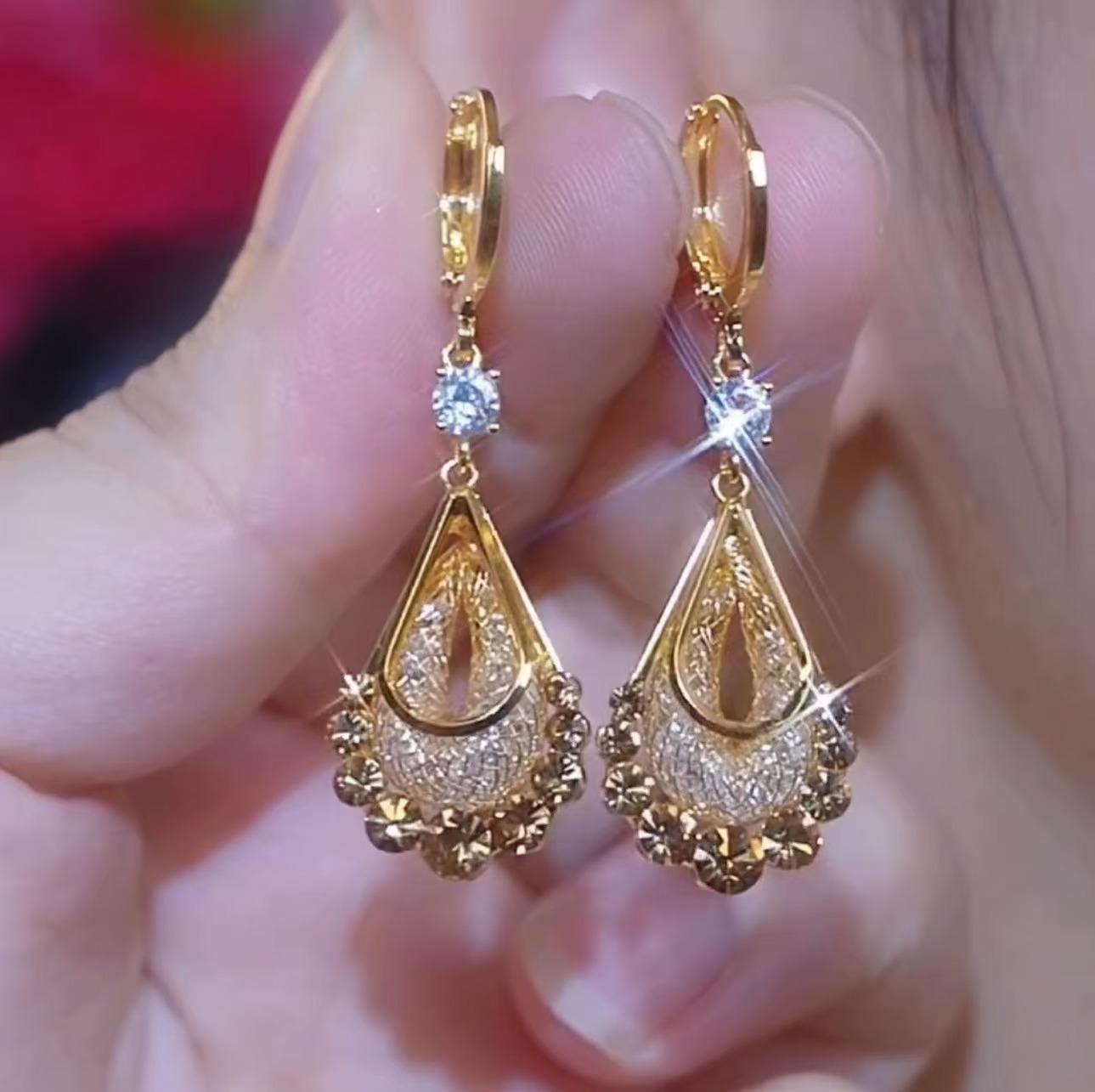 Boucles D'oreilles Pendantes En Sérigraphie Pour Femmes Mode De Luxe Léger Boucles D'oreilles Atmosphériques or