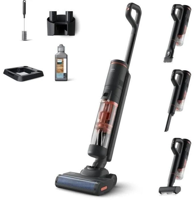 Aspirateur Balai Laveur 2-en-1 - PHILIPS - XW6264/11 - Série 6000 - PowerCyclone Aqua - 2500 Tours/min - Noir & Corail