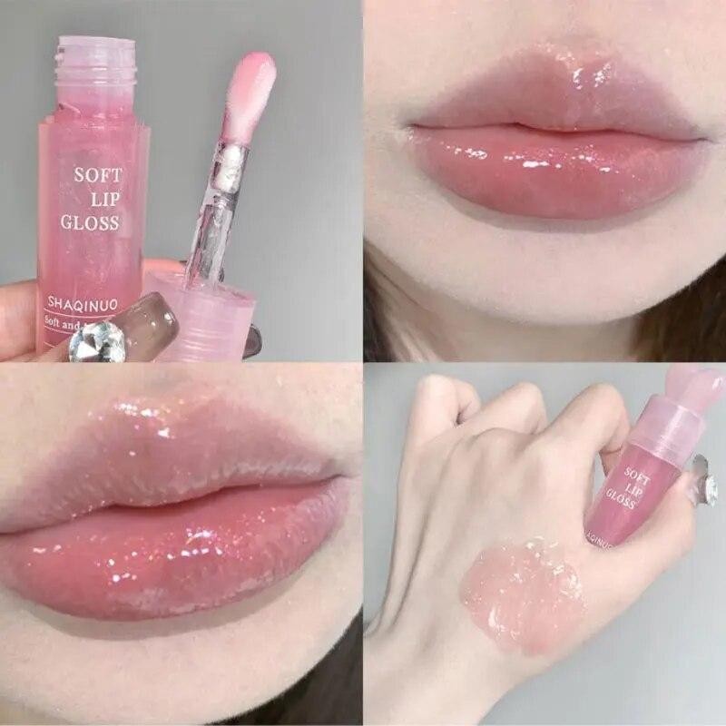 Wasser Licht Spiegel Glas Lip Öl Feuchtigkeitsspendende Lip Glasur Verblassen Lip Linie Wasserdicht Dauerhafte Flüssigkeit Lip Balm Frau Lip Basis K